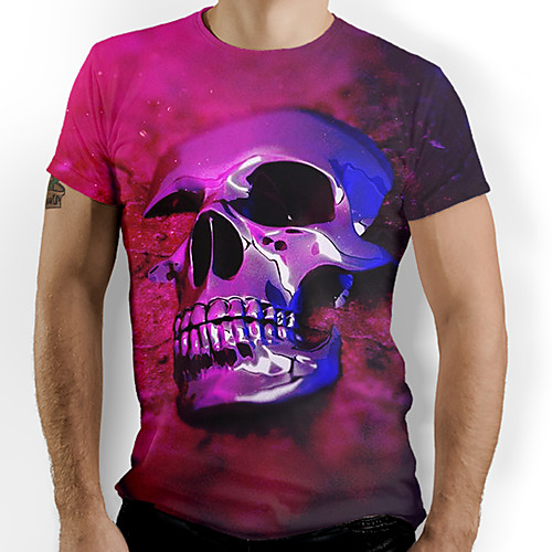 

Men's Graphic Skull Print T-shirt Daily Purple