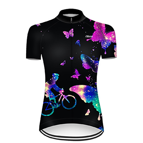 

21Grams Women's Short Sleeve Cycling Jersey Nylon Black / Blue Butterfly Gradient 3D Bike Jersey Top Mountain Bike MTB Road Bike Cycling Quick Dry Breathable Sports Clothing Apparel / Micro-elastic
