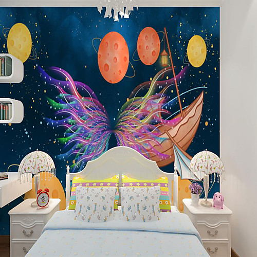 

Home Decoration Custom self-adhesive mural wallpaper abstract butterfly children cartoon style suitable for bedroom children's room