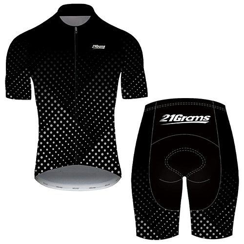 

21Grams Men's Short Sleeve Cycling Jersey with Shorts Black / White Bike Breathable Sports Patterned Mountain Bike MTB Road Bike Cycling Clothing Apparel / Stretchy