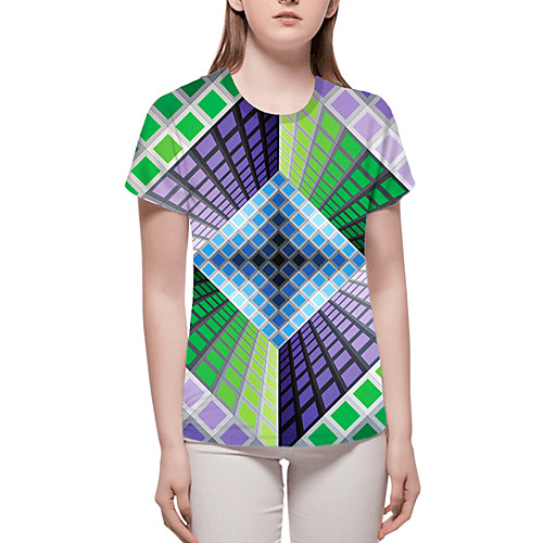 

Women's Tops Graphic 3D Print T-shirt - Print Round Neck Basic Daily Spring Summer Rainbow S M L XL 2XL 3XL 4XL 5XL 6XL