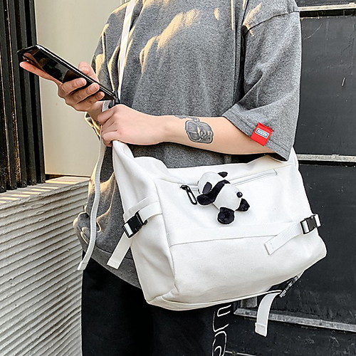 

Women's Zipper Canvas Crossbody Bag Character White / Black