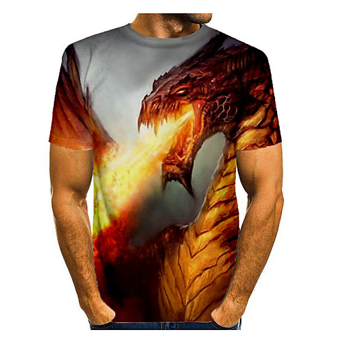 

Men's Graphic Animal Fantastic Beasts Print T-shirt Basic Daily Yellow
