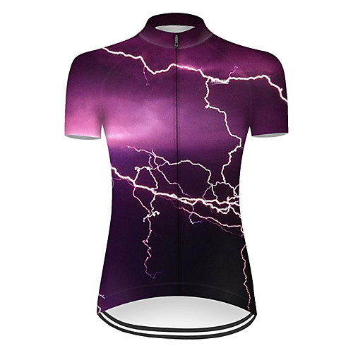 

21Grams Women's Short Sleeve Cycling Jersey Violet Lightning Bike Top Mountain Bike MTB Road Bike Cycling Breathable Sports Clothing Apparel / Micro-elastic