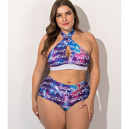 

Women's Blue Tankini Swimwear Swimsuit - Geometric L XL XXL Blue