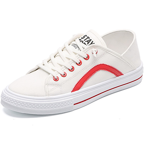 

Men's Summer / Fall Casual / Chinoiserie Daily Outdoor Sneakers Canvas Non-slipping Wear Proof White / Black / Red Striped