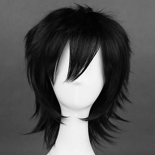 

Cosplay Wig Gray Fullbuster Fairy Tail Straight Cosplay With Bangs Wig Short Black Synthetic Hair 14 inch Women's Anime Cosplay Cool Black