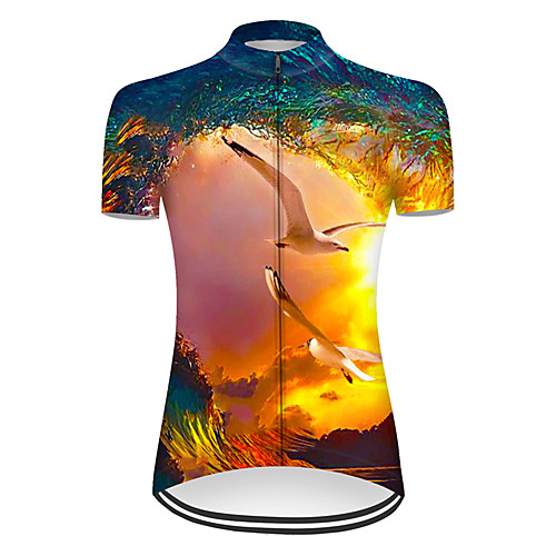 

21Grams Women's Short Sleeve Cycling Jersey Nylon BlueYellow 3D Bird Bike Jersey Top Mountain Bike MTB Road Bike Cycling Breathable Quick Dry Sports Clothing Apparel / Micro-elastic