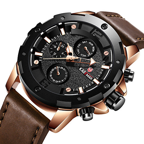 

Men's Sport Watch Quartz Modern Style Stylish Leather Water Resistant / Waterproof Analog Casual Big Face - Black Brown Coffee