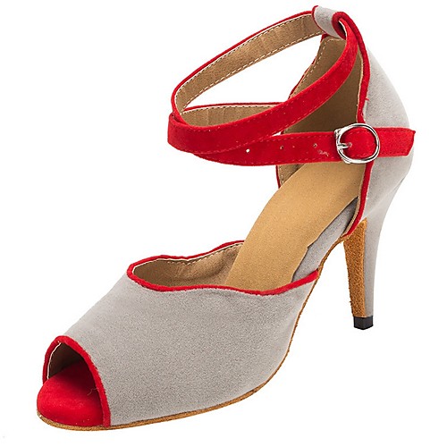 

Women's Latin Shoes PU Heel Cuban Heel Dance Shoes Gray