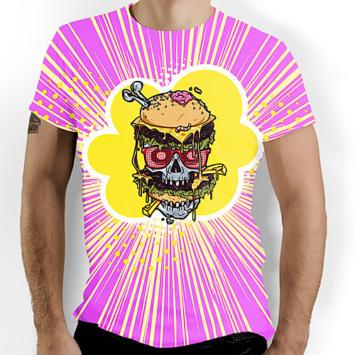 

Men's Graphic Skull Print T-shirt Basic Daily Blushing Pink