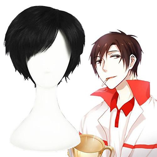

Cosplay Wig Cosplay Cosplay Straight Cosplay Halloween Asymmetrical Wig Short Black Synthetic Hair 12 inch Men's Anime Cosplay Comfortable Black