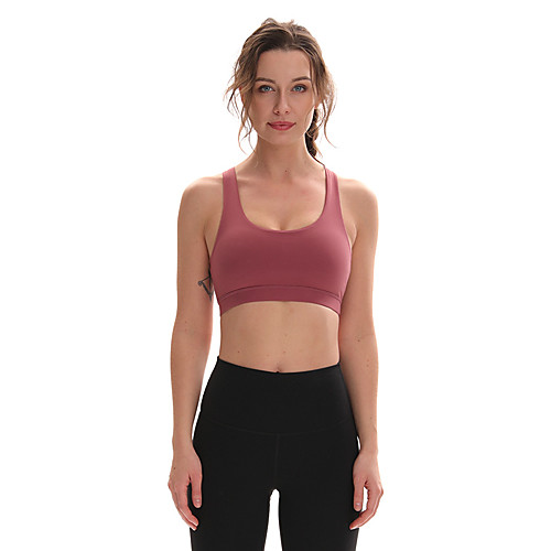 

Women's Sports Bra Medium Support Strappy Removable Pad Fashion Red Nylon Yoga Running Fitness Top Sport Activewear Breathable Comfort Quick Dry Freedom Moisture Wicking Stretchy / Wireless