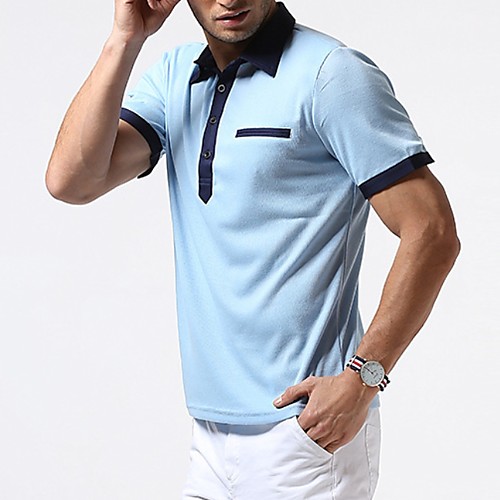 

Men's Solid Colored Polo Daily White / Black / Light Blue