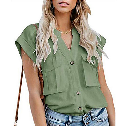 

Women's Solid Colored Shirt Daily Weekend Wine / White / Black / Blushing Pink / Green / Light Blue