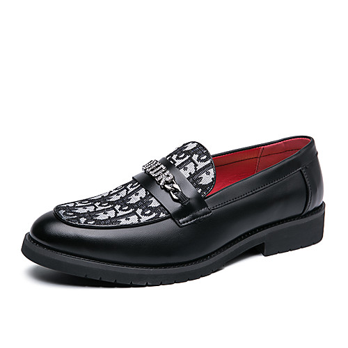 

Men's Summer / Fall Classic / Vintage Daily Office & Career Loafers & Slip-Ons Faux Leather Non-slipping Wear Proof Black