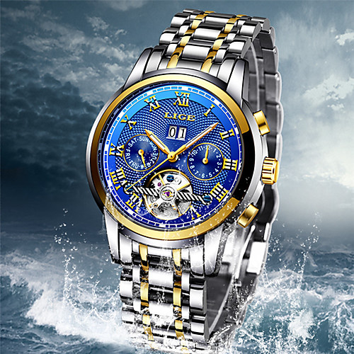 

LIGE Men's Mechanical Watch Analog Automatic self-winding Modern Style Stylish Casual Water Resistant / Waterproof Noctilucent / Stainless Steel / Stainless Steel