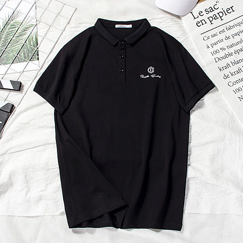 

Men's Solid Colored Letter Embroidered Print Polo Basic Daily White / Black / Blue