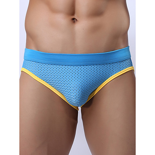 

Men's Cut Out / Mesh Briefs Underwear - Normal Low Waist Light Blue White Black S M L