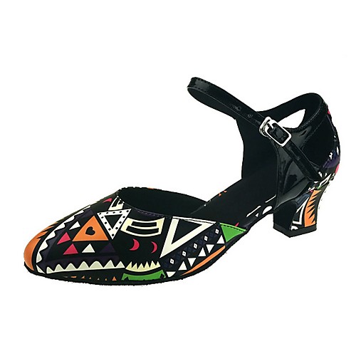

Women's Latin Shoes PU Heel Cuban Heel Dance Shoes Black