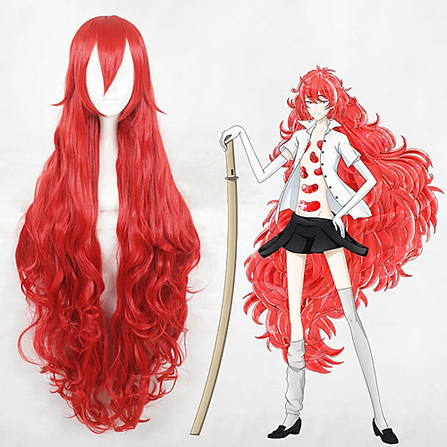

Cosplay Costume Wig Cosplay Wig Padparadscha Land of the Lustrous Curly Cosplay With Bangs Wig Very Long Red Synthetic Hair 43 inch Women's Anime Cosplay Best Quality Red
