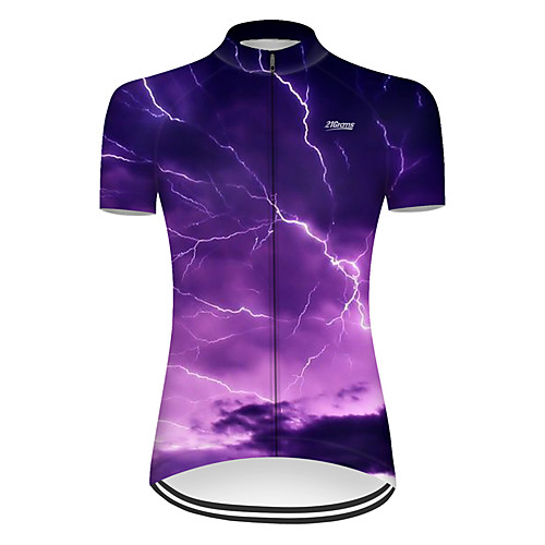 

21Grams Women's Short Sleeve Cycling Jersey Nylon Violet Lightning Gradient 3D Bike Jersey Top Mountain Bike MTB Road Bike Cycling Quick Dry Breathable Sports Clothing Apparel / Micro-elastic