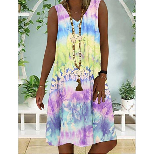 

Women's A-Line Dress Knee Length Dress - Sleeveless Rainbow Summer Boho 2020 Rainbow S M L XL XXL XXXL XXXXL XXXXXL