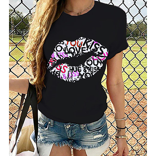 

Women's T-shirt Plus Size Graphic 3D Print Tops - Print Round Neck Loose Basic Daily Spring Summer Rainbow XS S M L XL 2XL 3XL 4XL 5XL 6XL / Going out