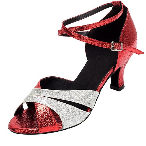 

Women's Latin Shoes PU Heel Cuban Heel Dance Shoes Red