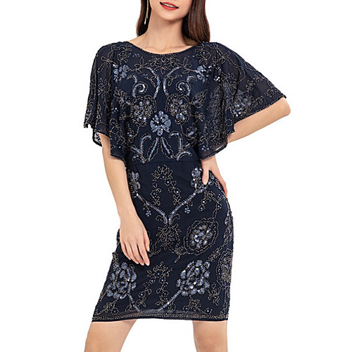 

Women's Sheath Dress Short Mini Dress - Half Sleeve Solid Color Summer Work 2020 Black Blue Gray S M L