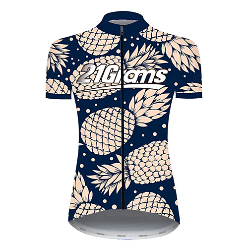 

21Grams Women's Short Sleeve Cycling Jersey Nylon Polyester BlueYellow Polka Dot Fruit Pineapple Bike Jersey Top Mountain Bike MTB Road Bike Cycling Breathable Quick Dry Ultraviolet Resistant Sports