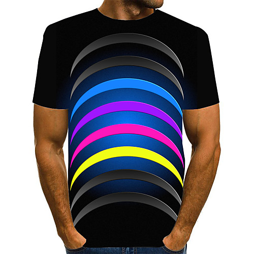 

Men's Graphic Print T-shirt Street chic Exaggerated Daily Going out Rainbow