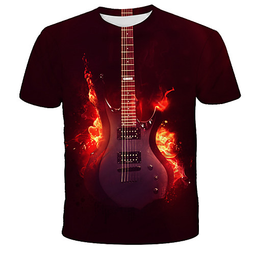 

Men's Graphic Flame Print T-shirt Street chic Exaggerated Daily Holiday Red