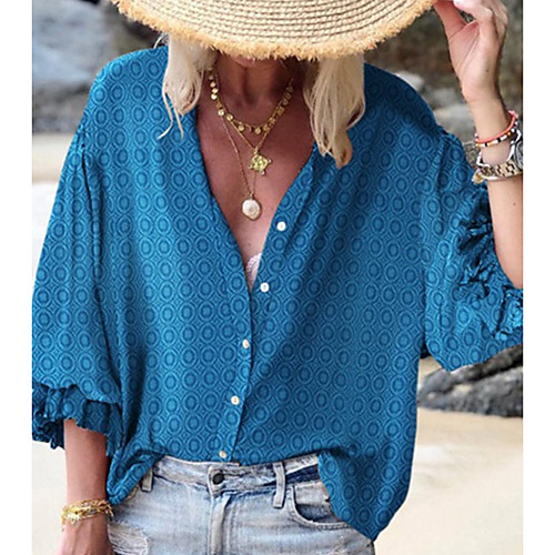 

Women's Tops Graphic Shirt Round Neck Daily Summer Blue Red Yellow Blushing Pink Green S M L XL 2XL