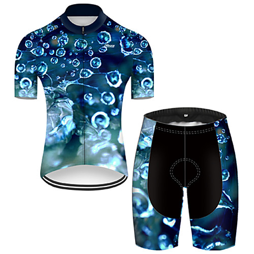 

21Grams Men's Short Sleeve Cycling Jersey with Shorts Black / Blue Bike Breathable Sports Patterned Mountain Bike MTB Road Bike Cycling Clothing Apparel / Stretchy