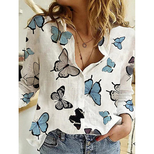 

Women's Shirt Animal Tops Shirt Collar Daily Summer White S M L XL 2XL