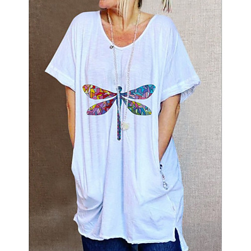 

Women's Tops Graphic T-shirt V Neck Daily White S M L XL 2XL 3XL