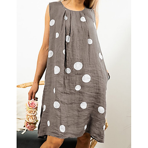 

Women's A-Line Dress Knee Length Dress - Sleeveless Polka Dot Summer Casual 2020 Black Blue Yellow Gray S M L XL XXL XXXL