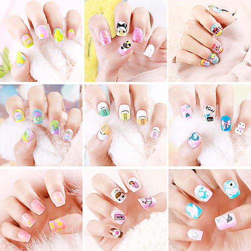 

24pcs Plastics Removable Durable Cartoon Cute Party / Evening Daily Artificial Nail Tips for Finger Nail / Cartoon Series