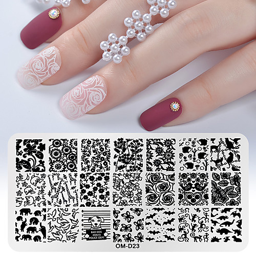 

1 pcs Nail Stamping Tool Stamping Plate Template Animal Series / Flower Series Creative nail art Manicure Pedicure Korean Daily