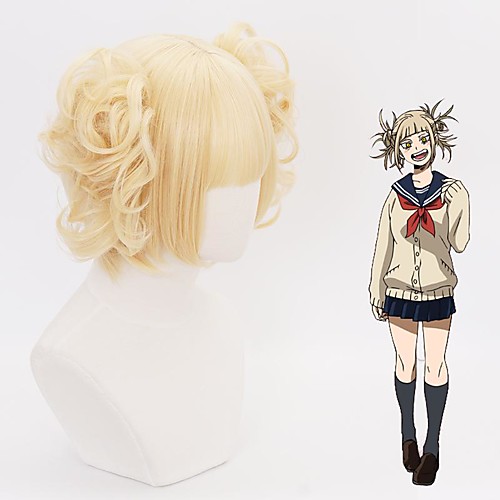 

Cosplay Wig Himiko Toga My Hero Academy Battle For All / Boku no Hero Academia Curly Cosplay Halloween With Bangs Wig Short Blonde Synthetic Hair 12 inch Women's Anime Cute Cosplay Blonde