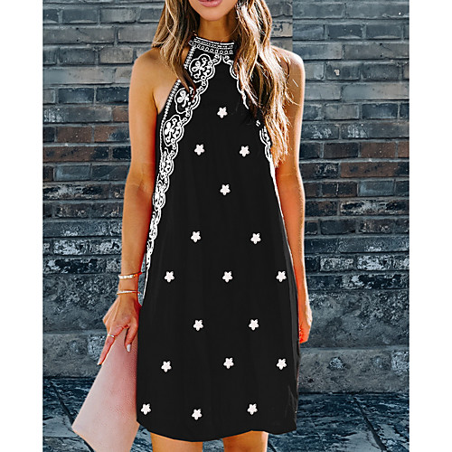 

Women's A-Line Dress Knee Length Dress - Sleeveless Floral Summer Casual Sexy 2020 Black Blue Red Blushing Pink S M L XL XXL