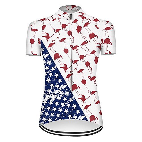 

21Grams Women's Short Sleeve Cycling Jersey Nylon Polyester Blue / White Flamingo Animal American / USA Bike Jersey Top Mountain Bike MTB Road Bike Cycling Breathable Quick Dry Ultraviolet Resistant