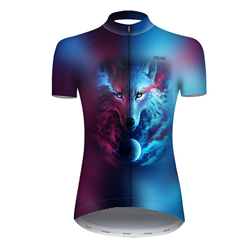 

21Grams Women's Short Sleeve Cycling Jersey Blue Animal Bike Top Mountain Bike MTB Road Bike Cycling Breathable Sports Clothing Apparel / Micro-elastic