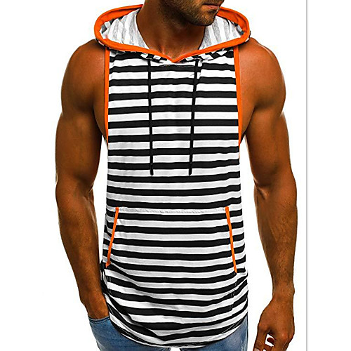 

Men's Tank Top Striped Sleeveless Daily Tops Black Blushing Pink Army Green