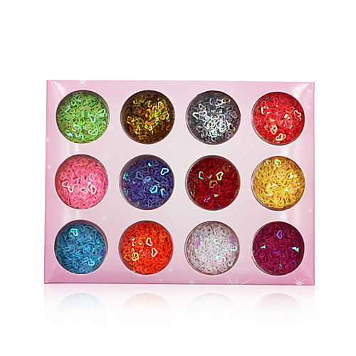 

12 pcs/set Multi-color Nail Sequins 3D Heart DIY Hollow Shapes Glitter Sequins Nail Art Decorations Accessories