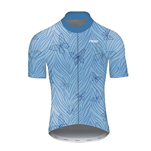 

21Grams Men's Short Sleeve Cycling Jersey Nylon Polyester Blue Butterfly Leaf Bike Jersey Top Mountain Bike MTB Road Bike Cycling Breathable Quick Dry Ultraviolet Resistant Sports Clothing Apparel