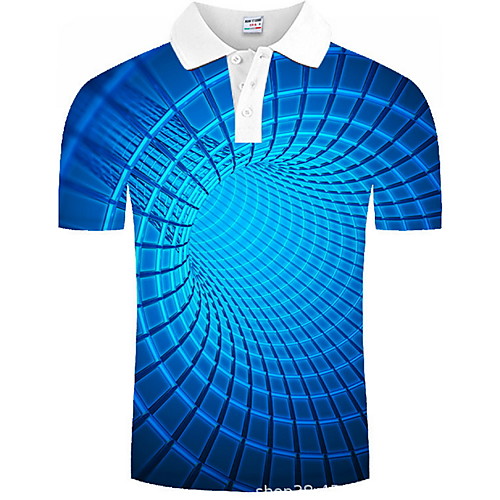 

Men's Graphic 3D Print Print Polo Daily Blue