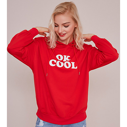 

Women's Hoodie Solid Colored / Letter Basic Red M L XL XXL XXXL