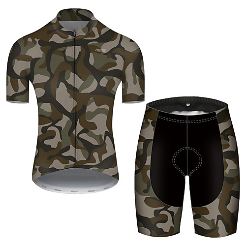 

21Grams Men's Short Sleeve Cycling Jersey with Shorts Camouflage Camo / Camouflage Bike Breathable Sports Patterned Mountain Bike MTB Road Bike Cycling Clothing Apparel / Stretchy